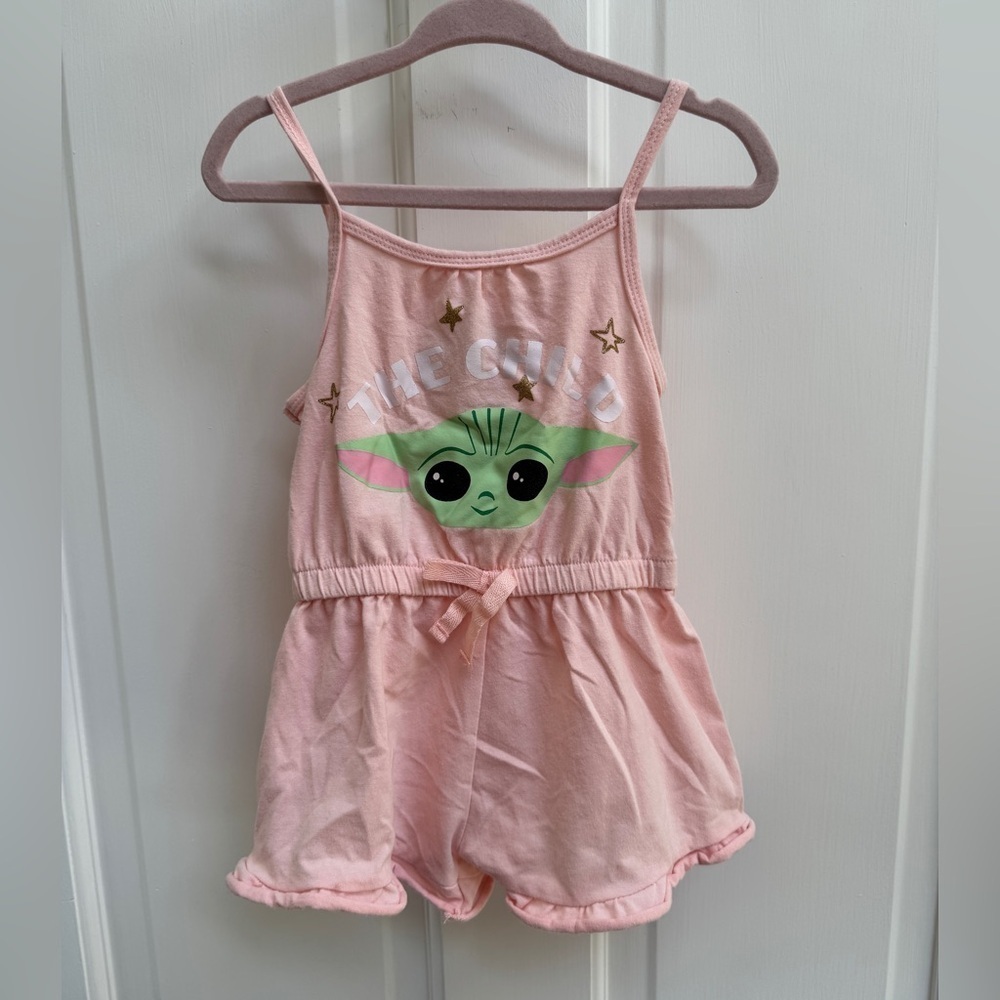 Star Wars 2T Girl Pink The Child Yoda Mandalorian Tank Top Toddler Romper